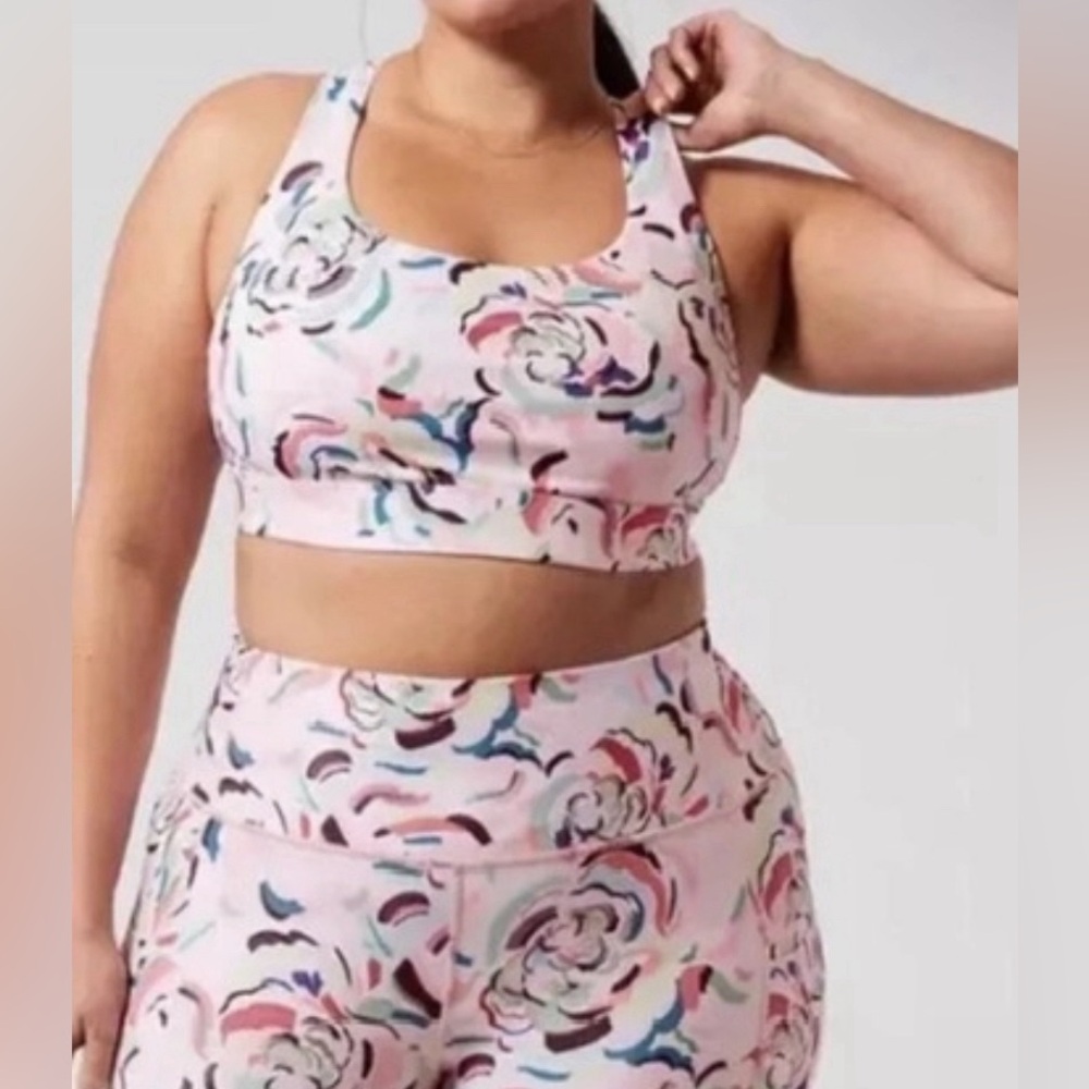 ATHLETA D-DD+ Ultimate Printed Sports Bra In Elegance Floral Orchid Size 3X